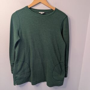 J. Jill Green Waffle Knit‎ Tunic Top w/ Pockets Size Small